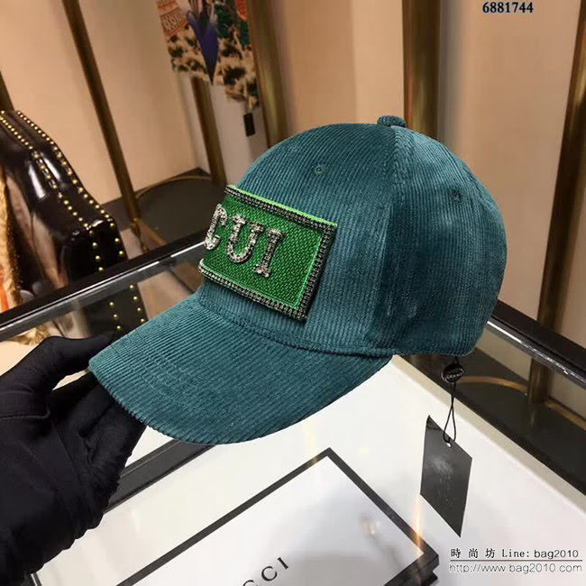 GUCCI古馳 經典款 絲絨加點鑽棒球帽 6881744 LLWJ5822